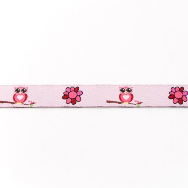 Webband Breite 12 mm Eulen und Blüten